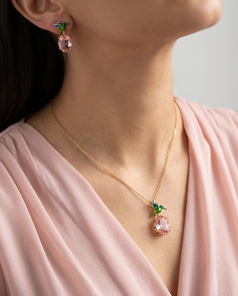 Collana donna Isola Bella Colibrì Gemma in lega placcata oro e cristallo 60000026
