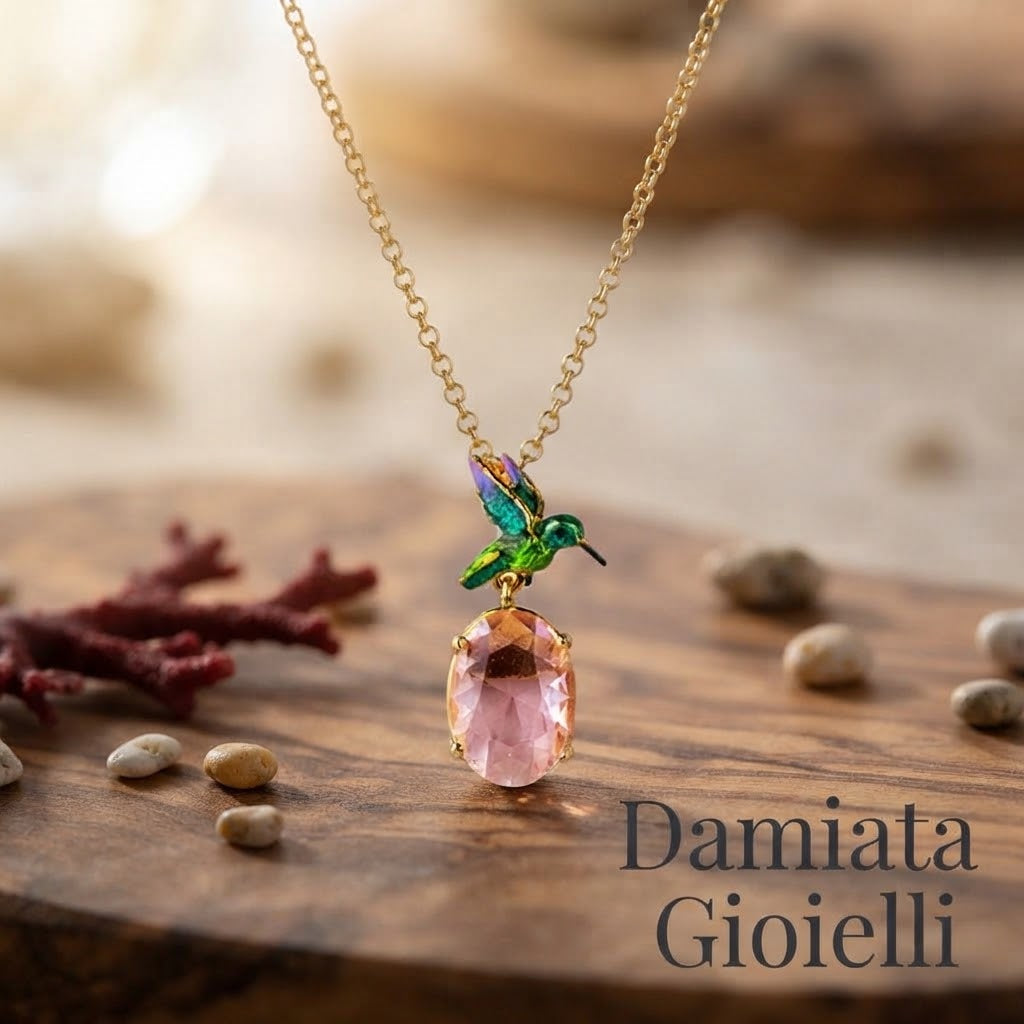 Collana donna Isola Bella Colibrì Gemma in lega placcata oro e cristallo ref. 60000026