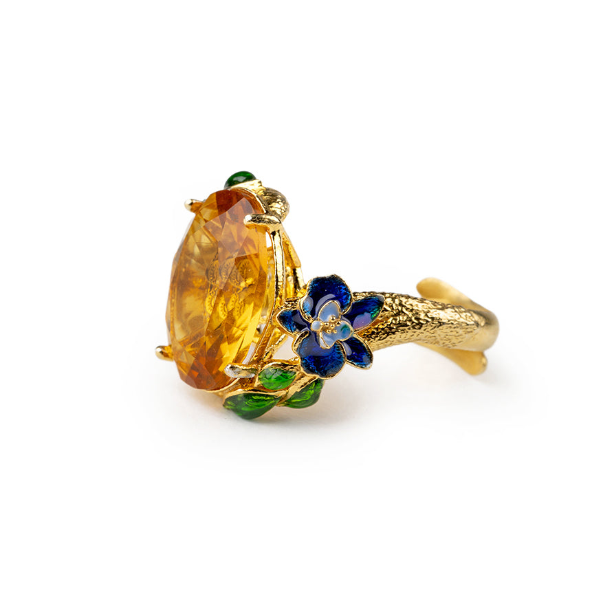 Anello donna Isola Bella Violetta Gemma in lega placcata oro e cristallo 60000028