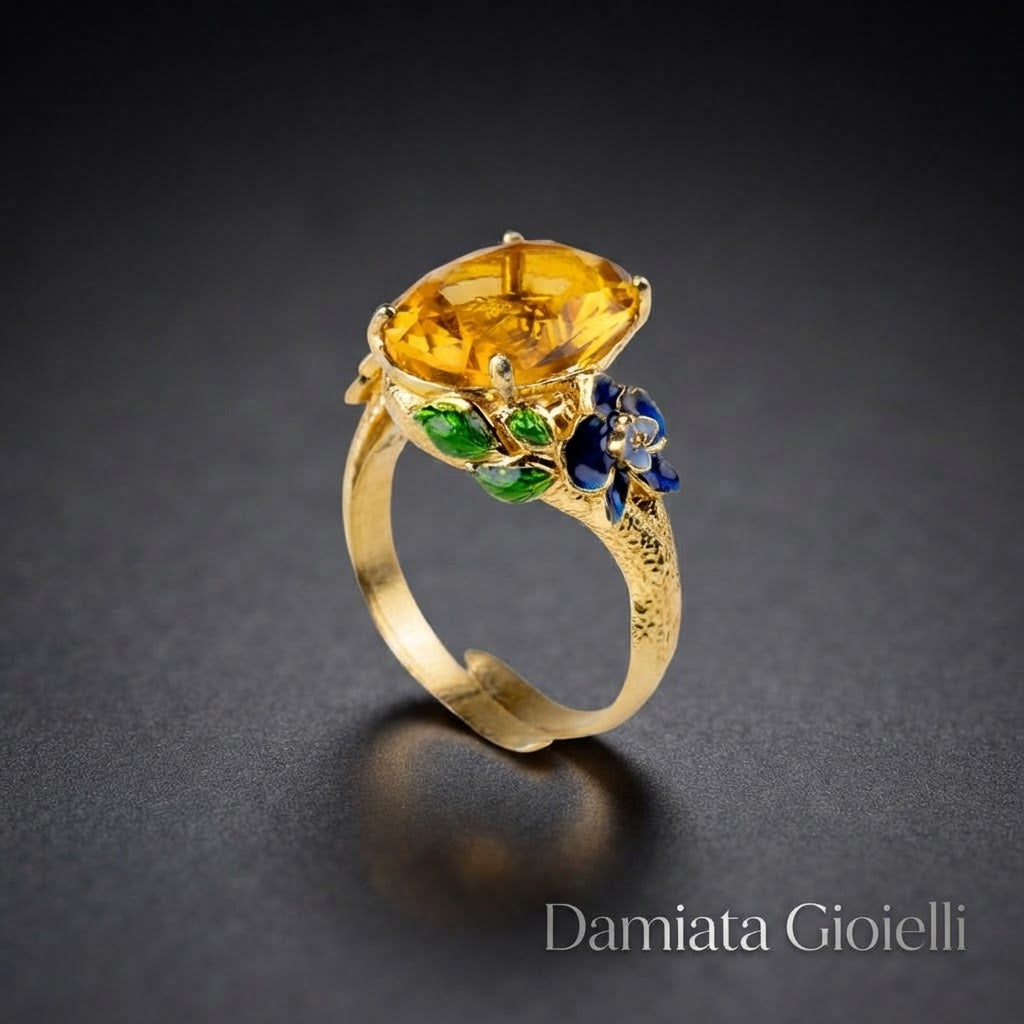 Anello donna Isola Bella Violetta Gemma in lega placcata oro e cristallo ref. 60000028