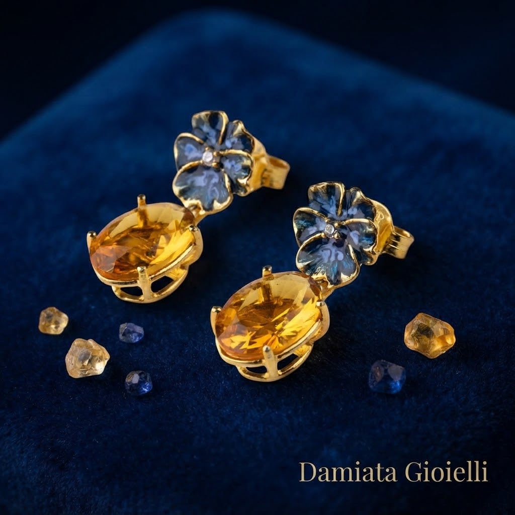 Orecchini donna Isola Bella Violetta Gemma in lega placcata oro e cristallo ref. 60000030