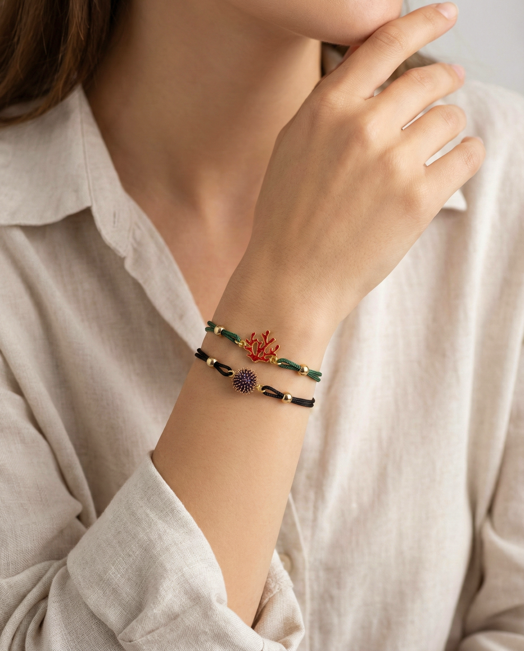 Bracciale donna Isola Bella Riccio in lega smaltata e cordino 60000034