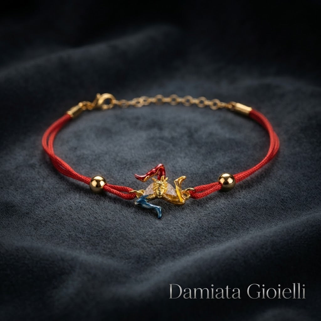 Bracciale donna Isola Bella Trinacria in lega smaltata e cordino ref. 60000035