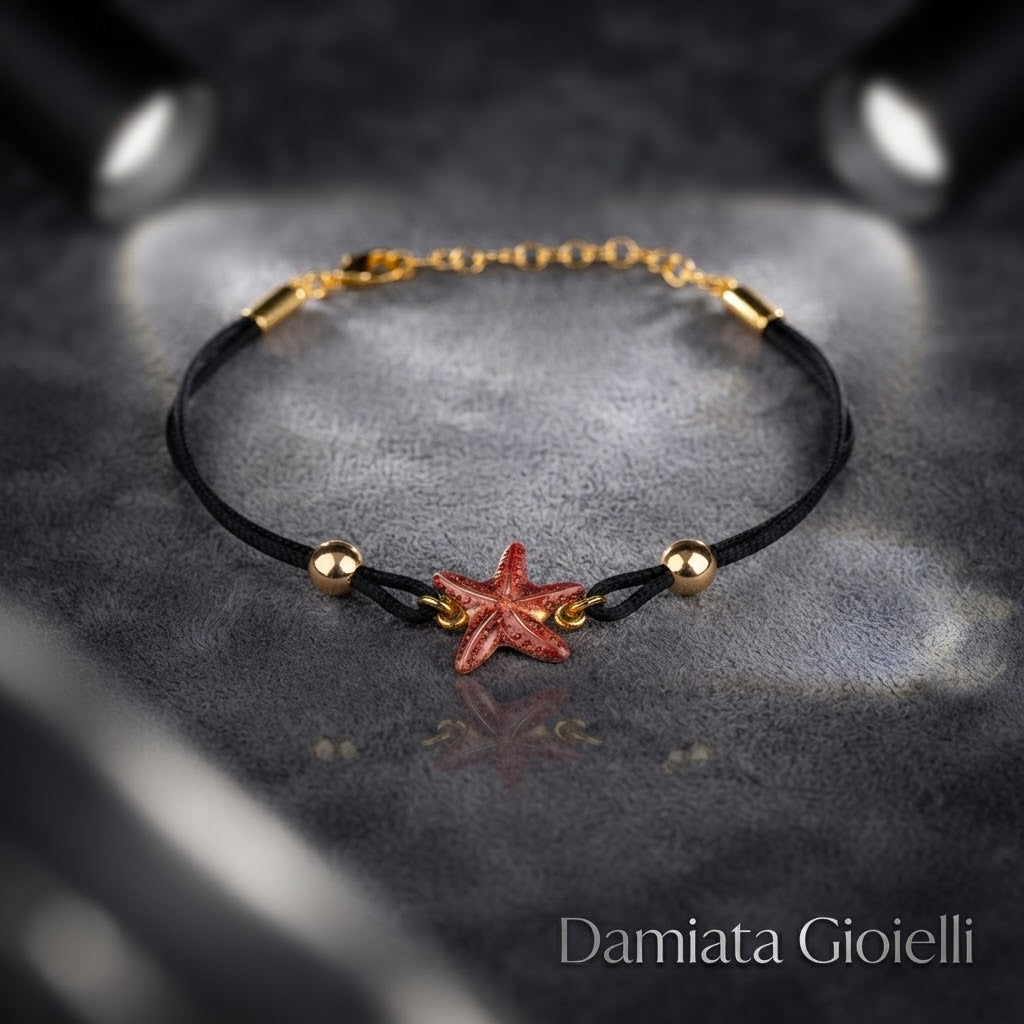 Bracciale donna Isola Bella Stella Marina Rossa in lega smaltata e cordino ref. 60000037