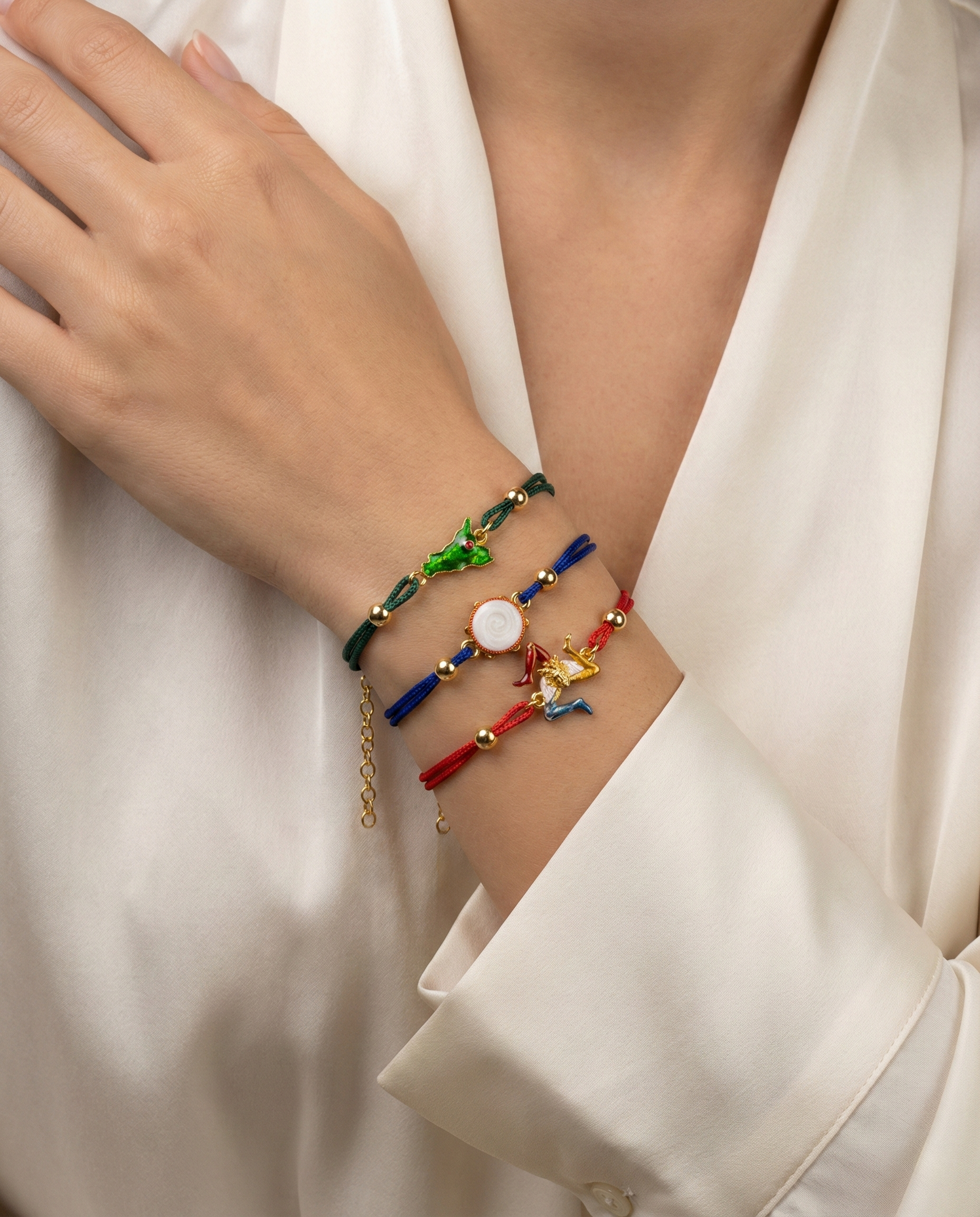 Bracciale donna Isola Bella Sicilia in lega smaltata e cordino 60000038