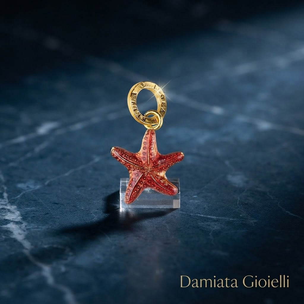 Ciondolo donna Isola Bella Stella Marina Rossa in lega smaltata e dorata ref. 60000045