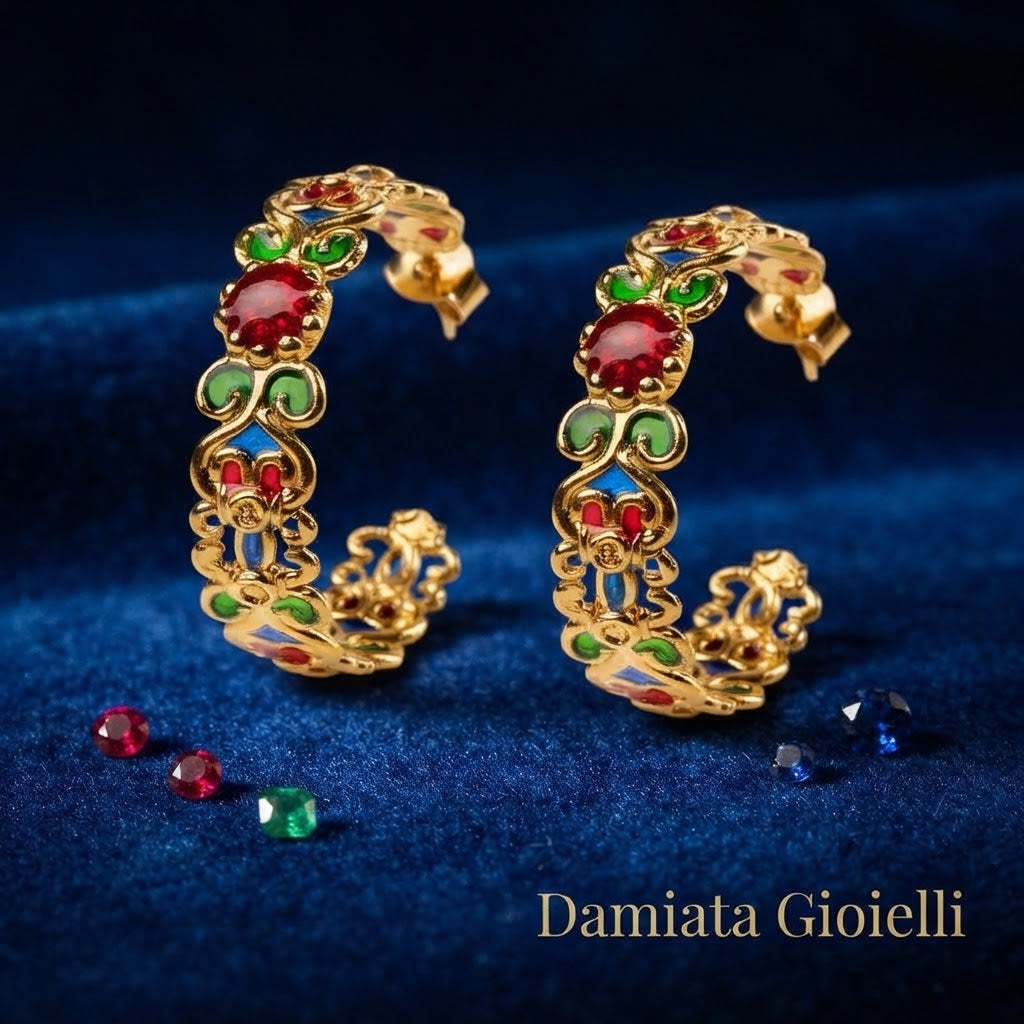 Orecchini donna Isola Bella Boccole Rosone Piccole in lega smaltata placcata oro ref. 60000129