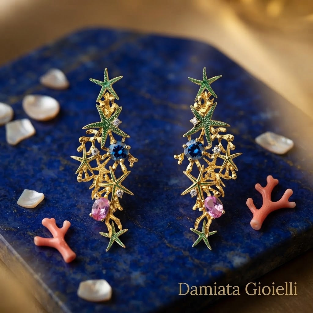 Orecchini donna Isola Bella Stelle Marine in lega placcata oro e zirconi ref. 60000141