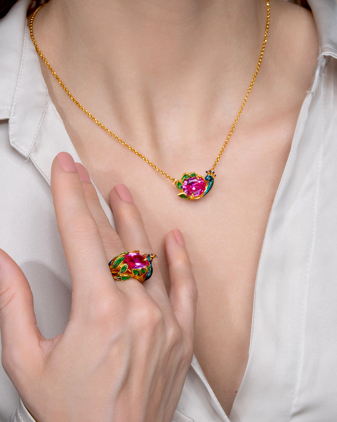 Collana donna Isola Bella Pavone in lega placcata oro e cristallo 60000169