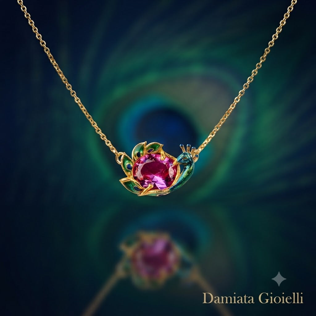 Collana donna Isola Bella Pavone in lega placcata oro e cristallo 60000169