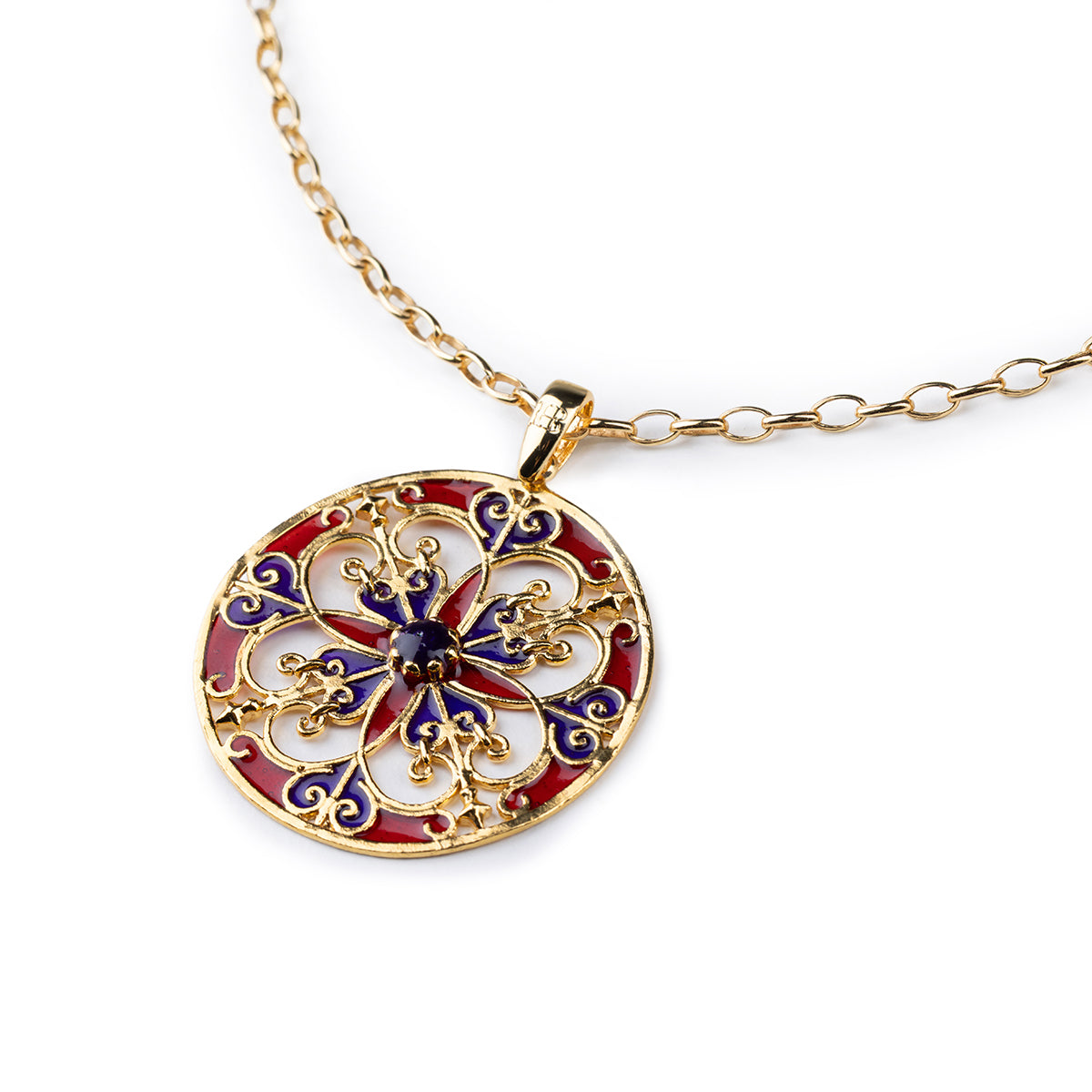 Collana donna Isola Bella Rosone Rosso in lega smaltata placcata oro 60000211