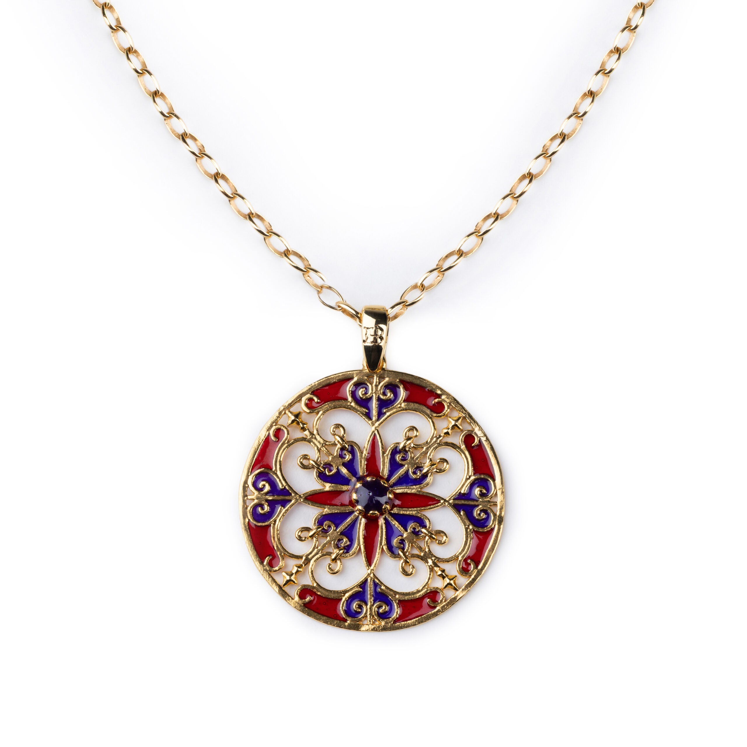 Collana donna Isola Bella Rosone Rosso in lega smaltata placcata oro 60000211