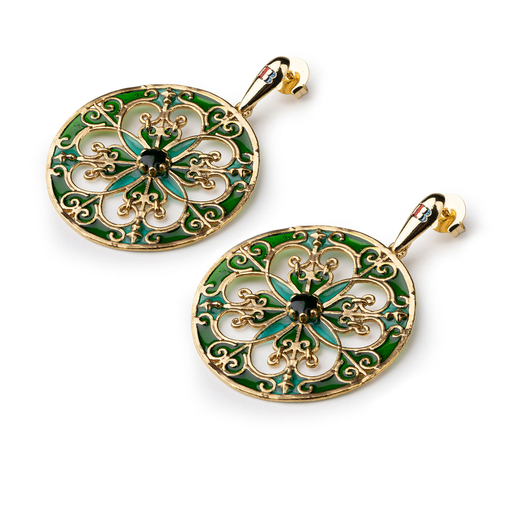 Orecchini donna Isola Bella Rosone Verde in lega smaltata placcata oro 60000212