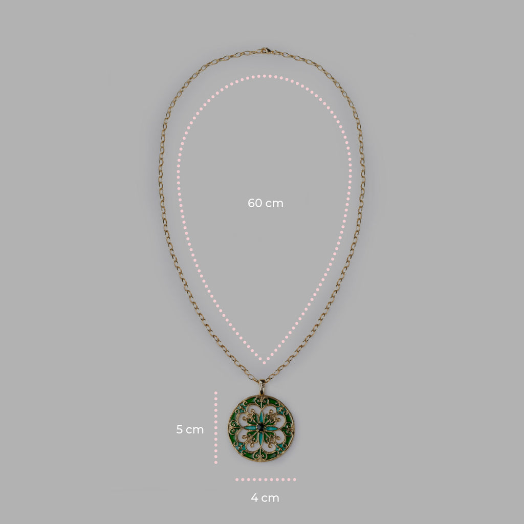 Collana donna Isola Bella Rosone Verde in lega smaltata placcata oro 60000213