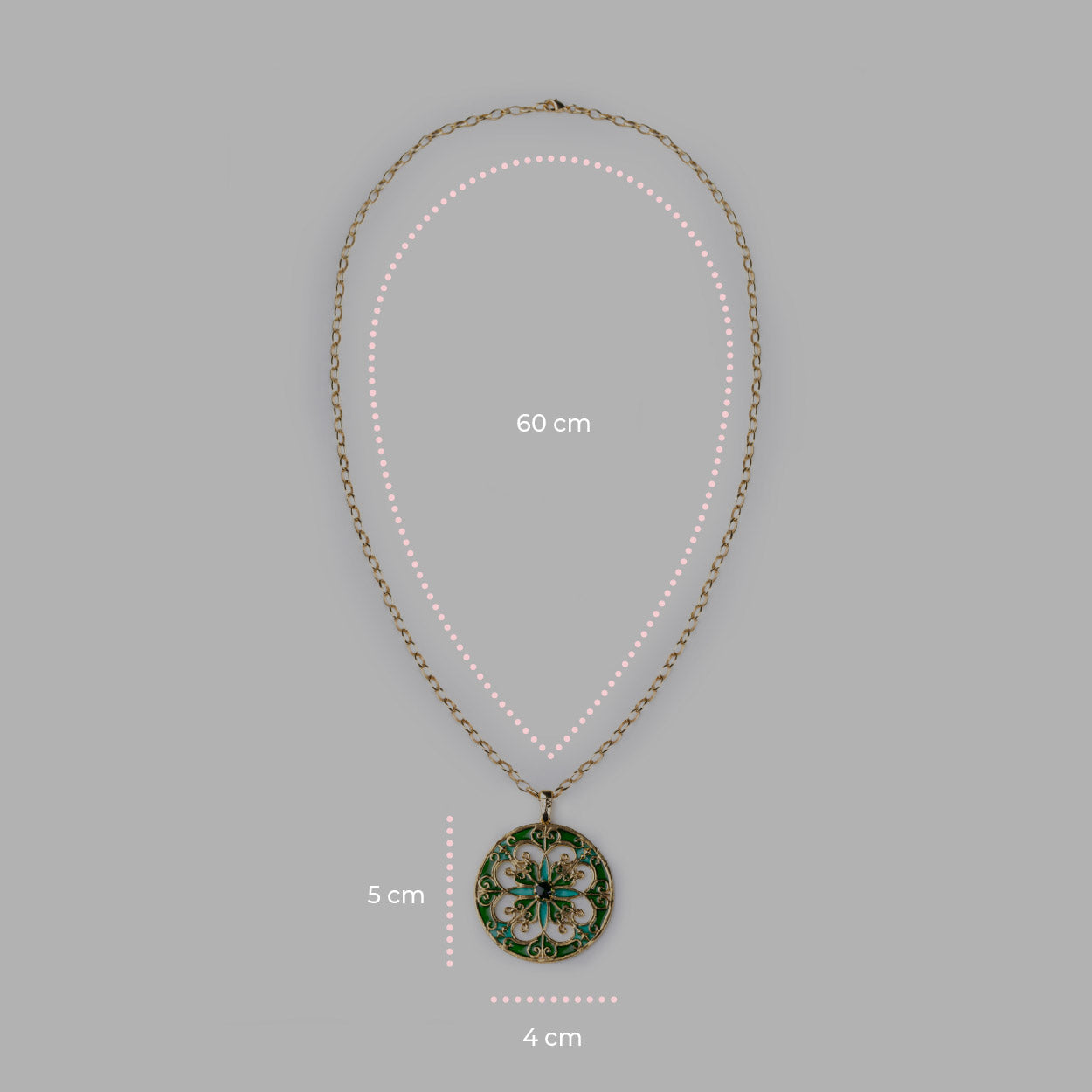 Collana donna Isola Bella Rosone Verde in lega smaltata placcata oro 60000213