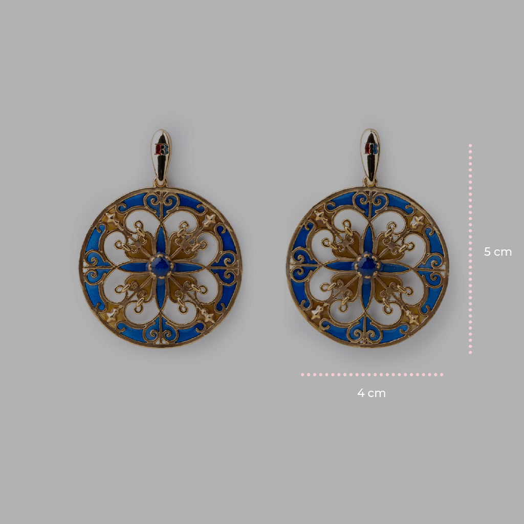 Orecchini donna Isola Bella Rosone Blu in lega smaltata placcata oro 60000214