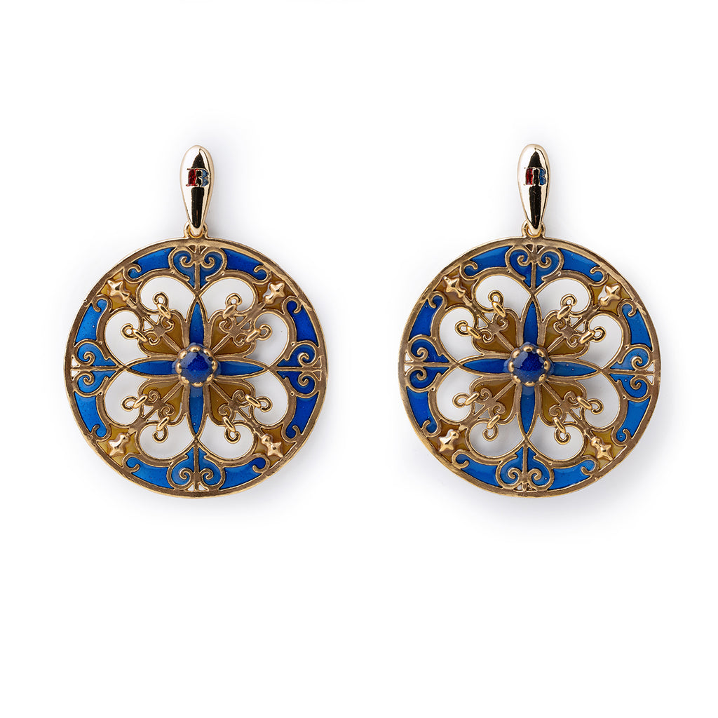Orecchini donna Isola Bella Rosone Blu in lega smaltata placcata oro 60000214