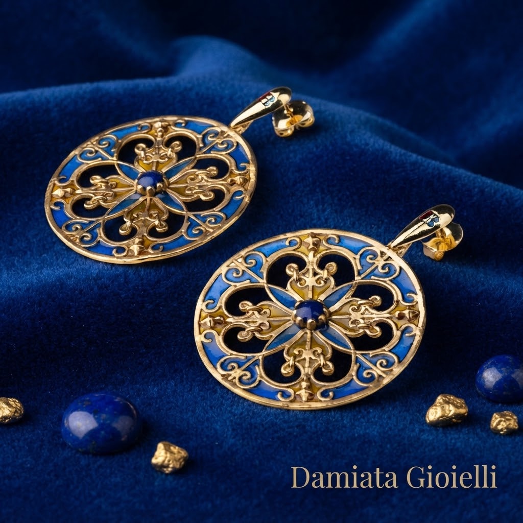 Orecchini donna Isola Bella Rosone Blu in lega smaltata placcata oro ref. 60000214