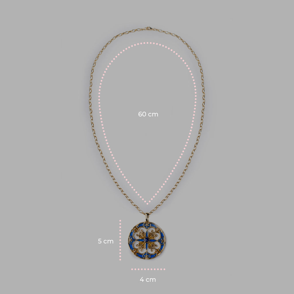 Collana donna Isola Bella Rosone Blu in lega smaltata placcata oro 60000215