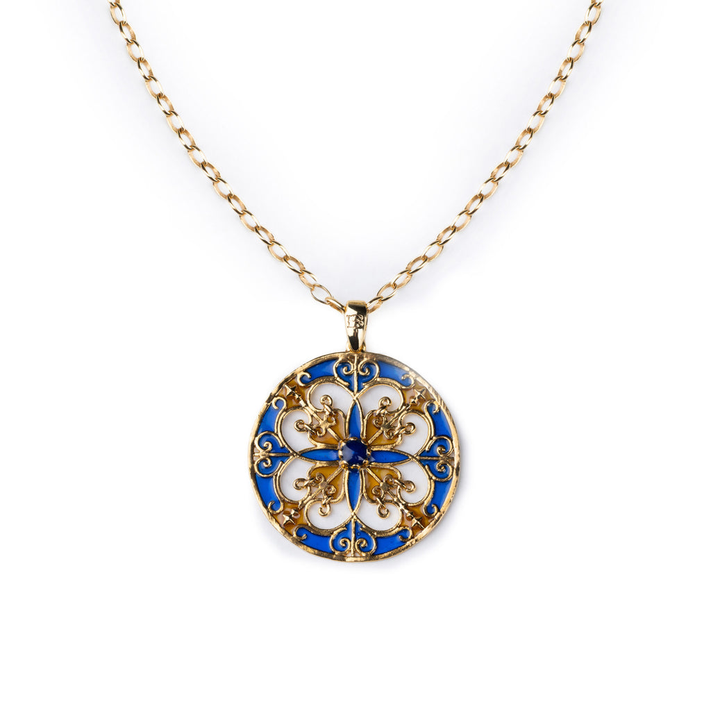 Collana donna Isola Bella Rosone Blu in lega smaltata placcata oro 60000215