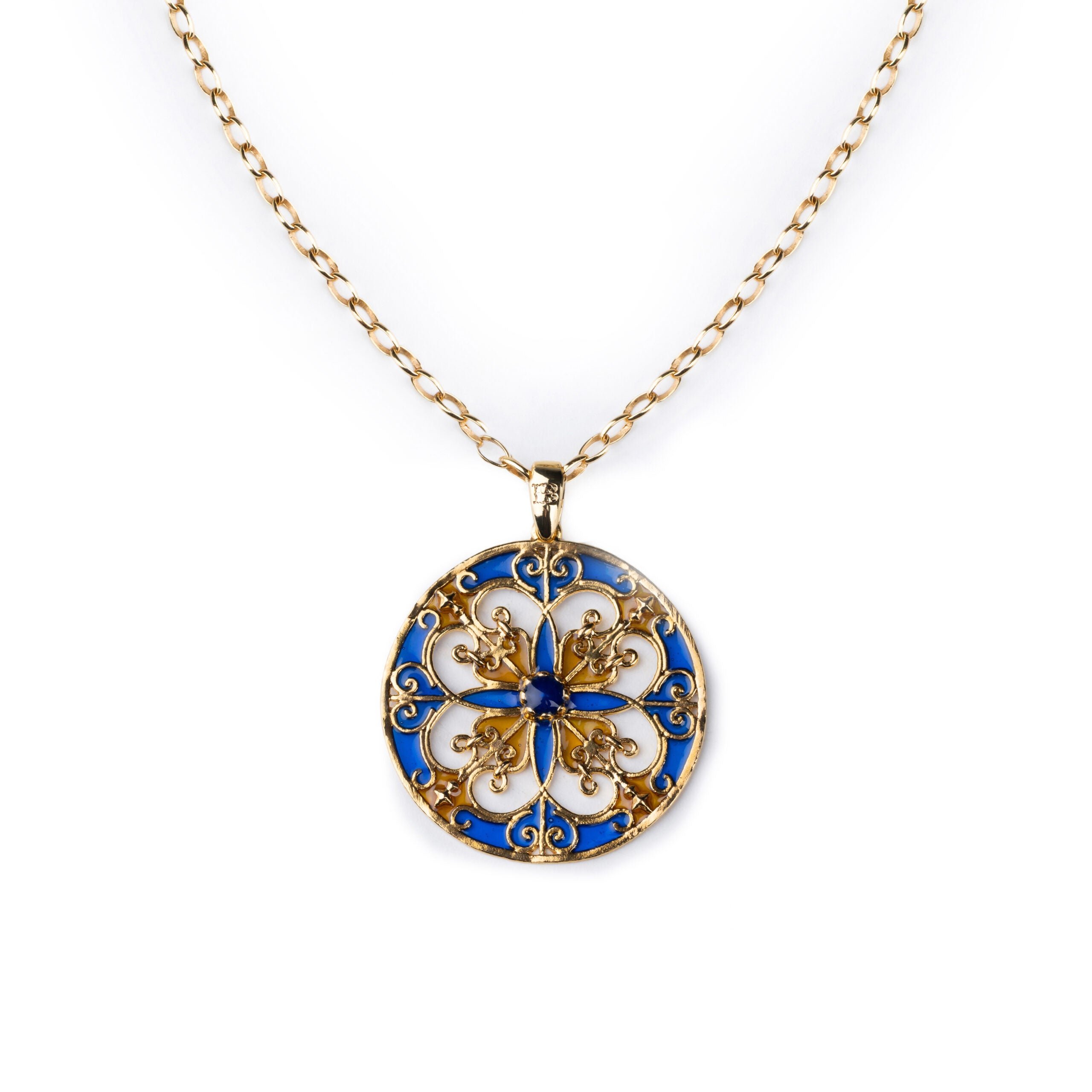 Collana donna Isola Bella Rosone Blu in lega smaltata placcata oro 60000215