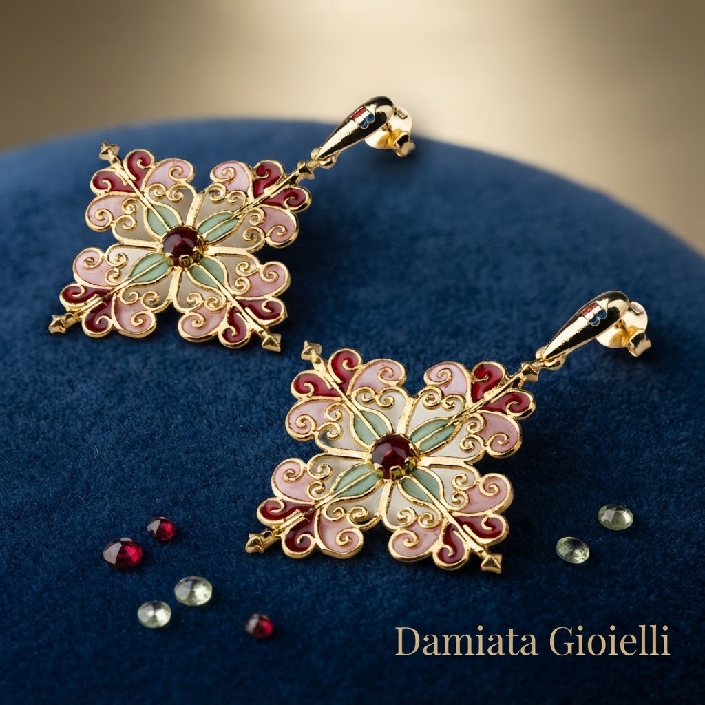 Orecchini donna Isola Bella Barocco Rosa in lega smaltata placcata oro ref. 60000216