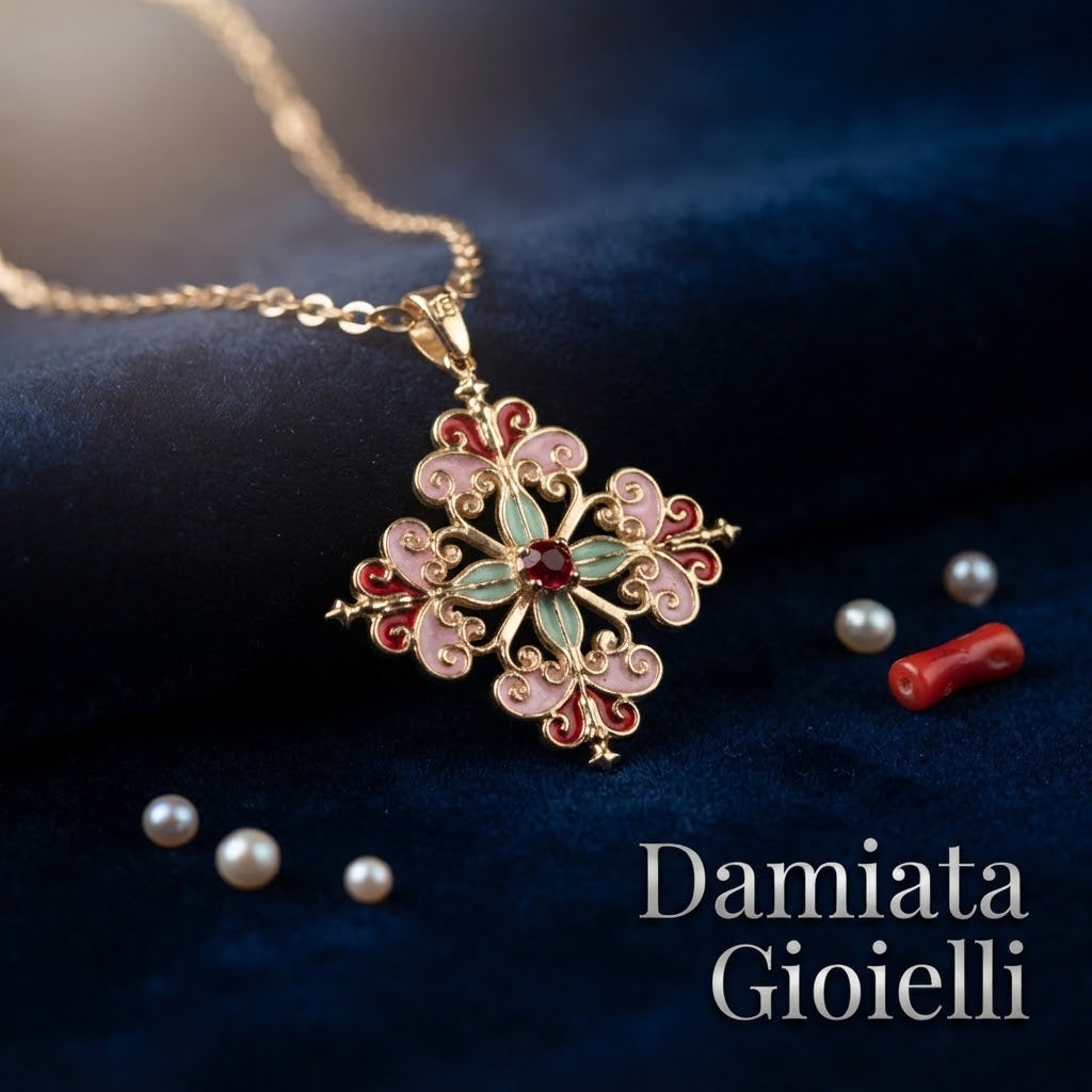 Collana donna Isola Bella Barocco Rosa in lega smaltata placcata oro ref. 60000217