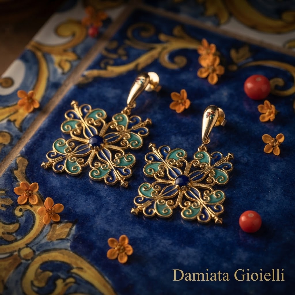 Orecchini donna Isola Bella Barocco Blu in lega smaltata placcata oro ref. 60000218