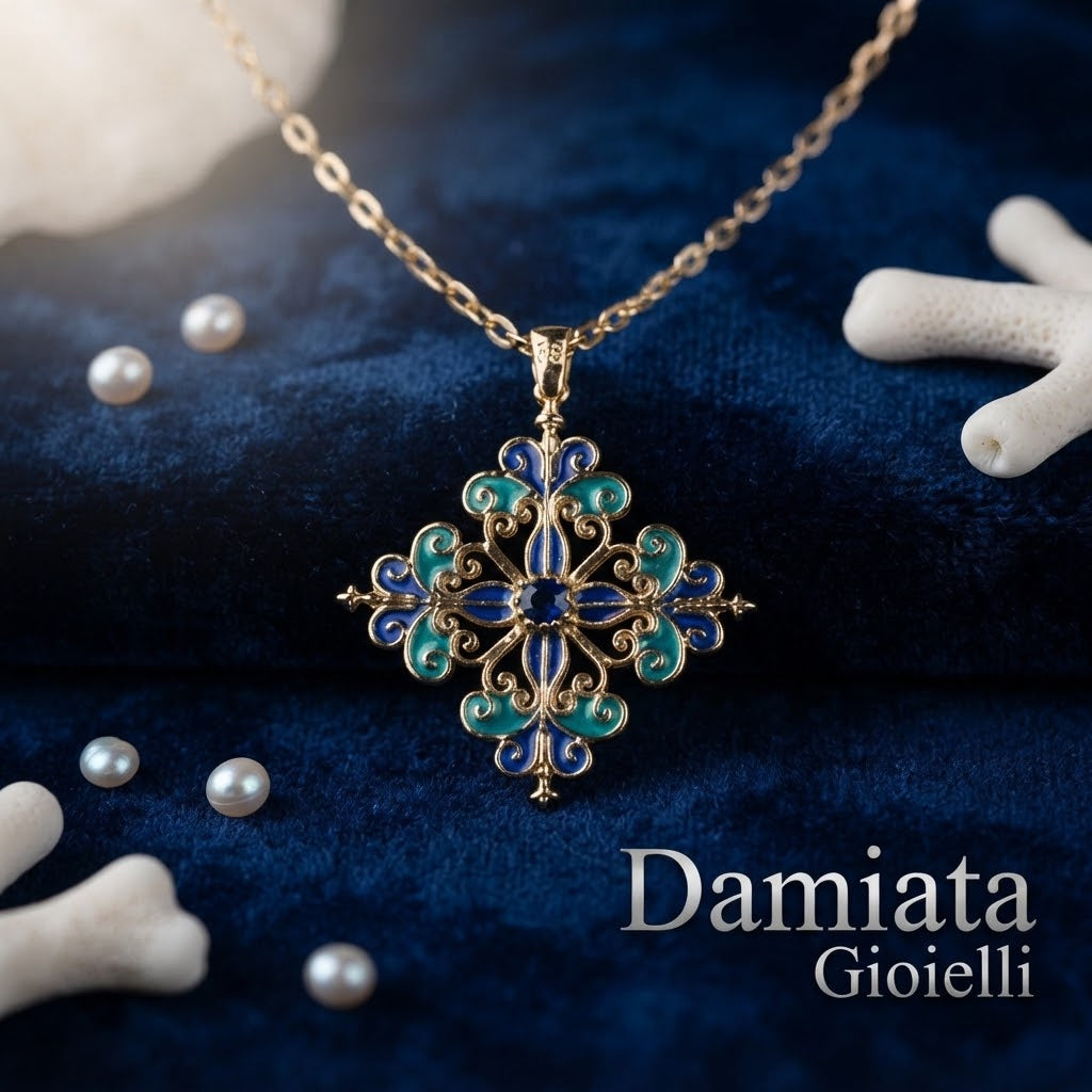 Collana donna Isola Bella Barocco Blu in lega smaltata placcata oro ref. 60000219