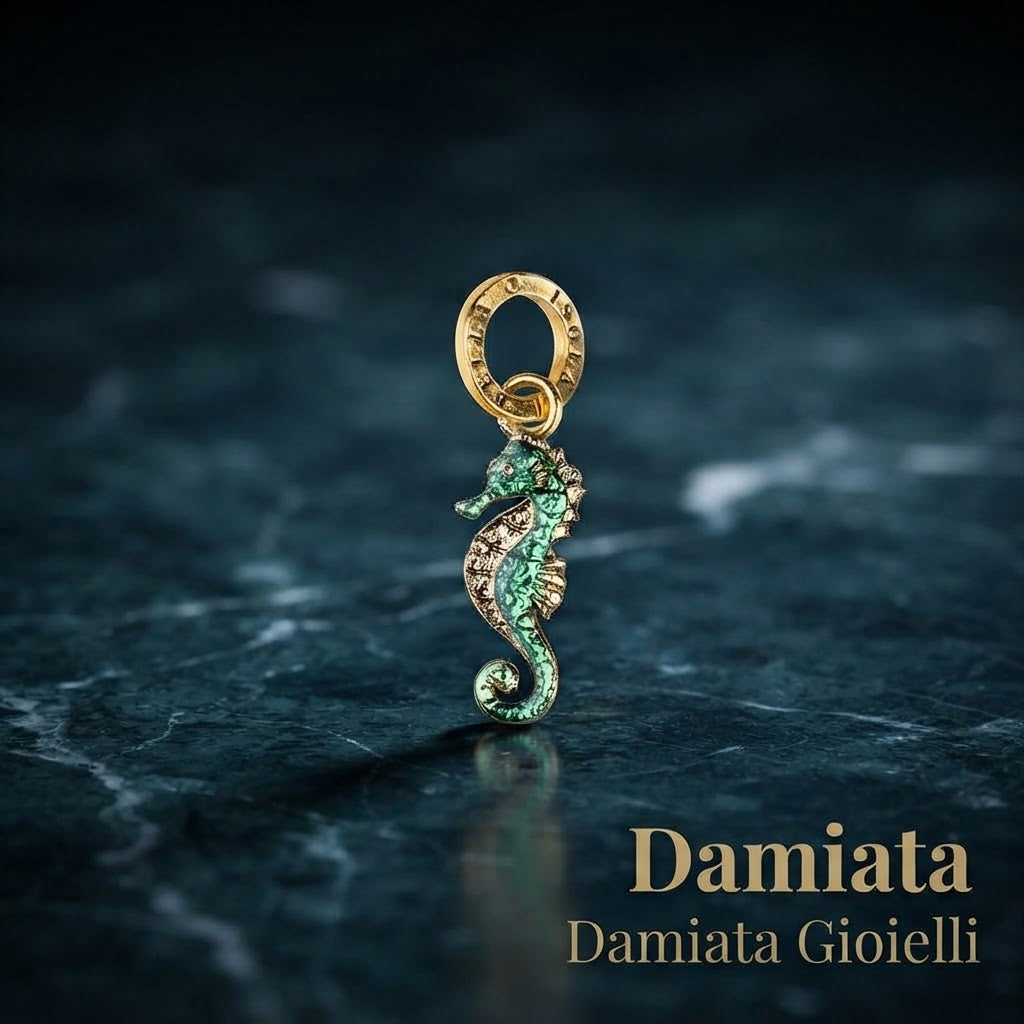 Ciondolo donna Isola Bella Ippocampo in lega smaltata e dorata ref. 60000221