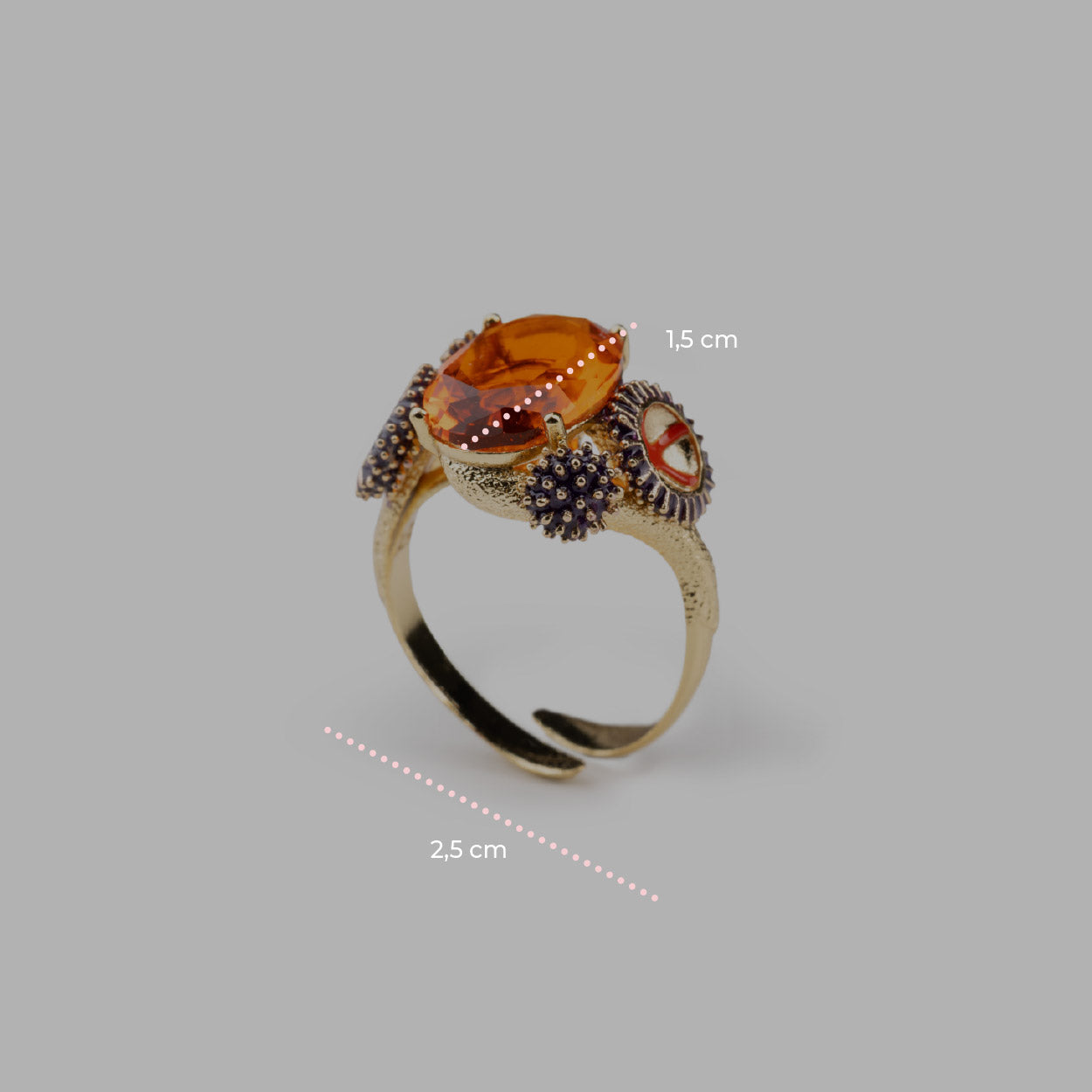 Anello donna Isola Bella Riccio Gemma in lega placcata oro e cristallo 60000240