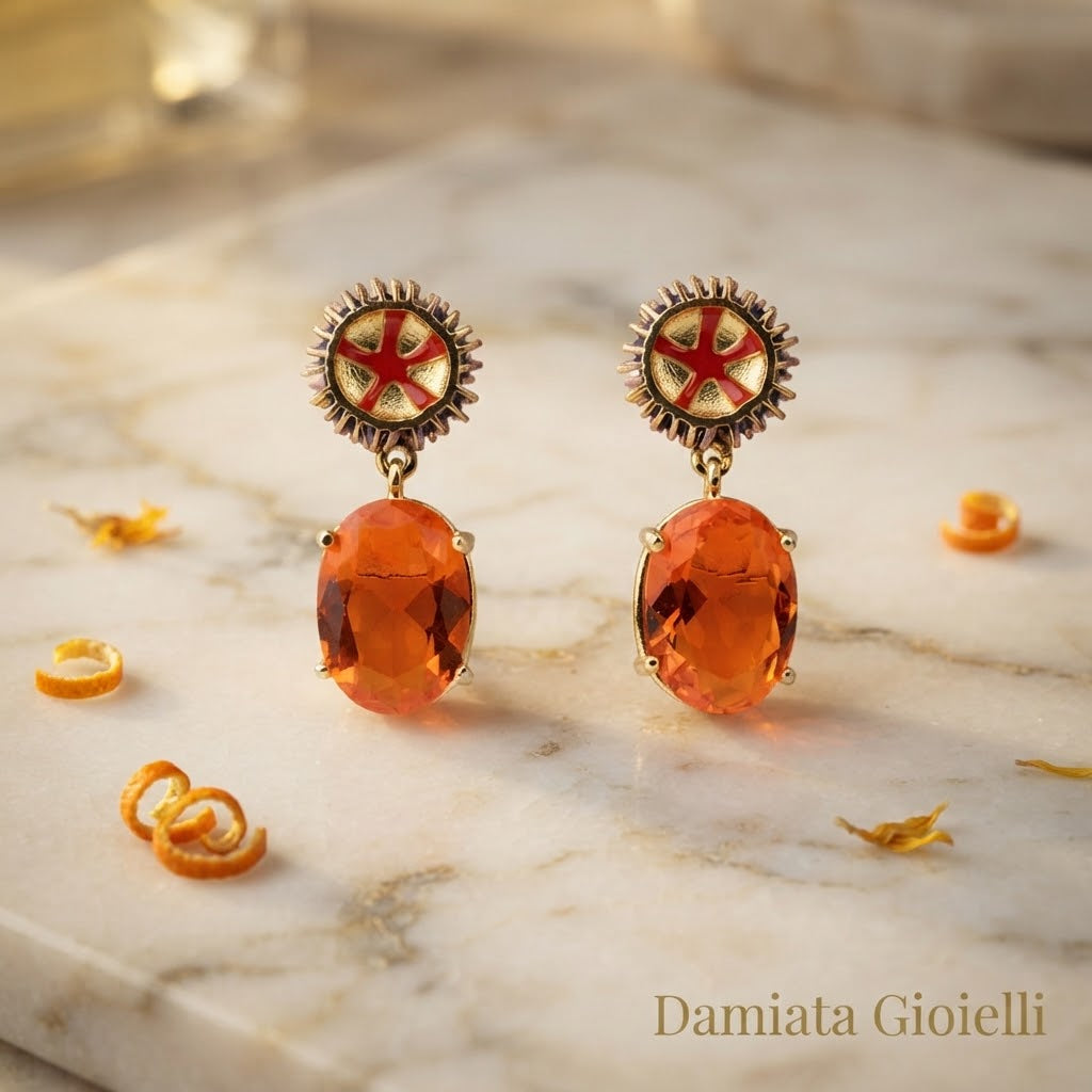 Orecchini donna Isola Bella Riccio Gemma in lega placcata oro e cristallo ref. 60000242