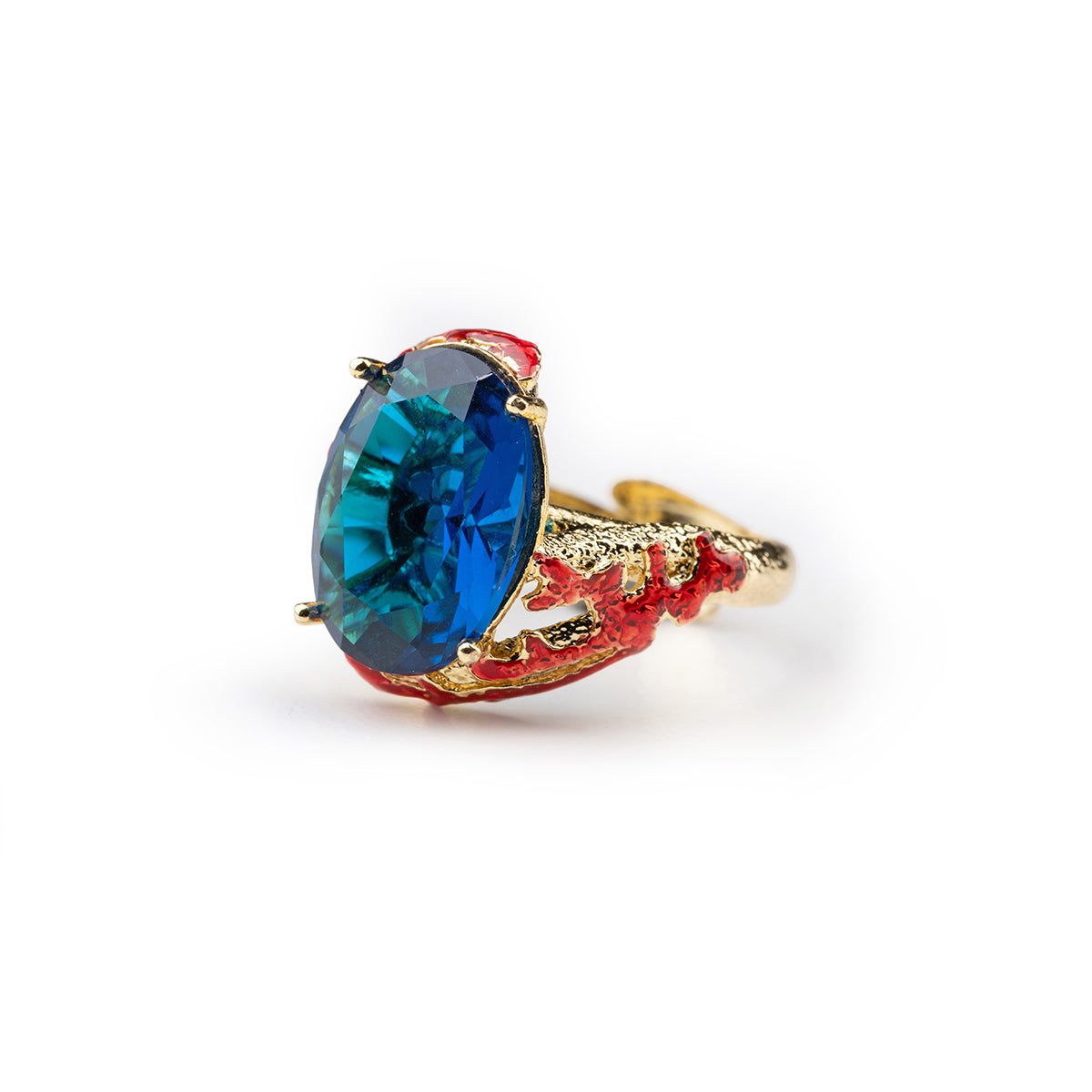 Anello donna Isola Bella Corallo Gemma in lega placcata oro e cristallo 60000243