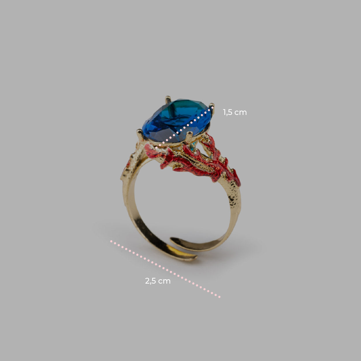 Anello donna Isola Bella Corallo Gemma in lega placcata oro e cristallo 60000243