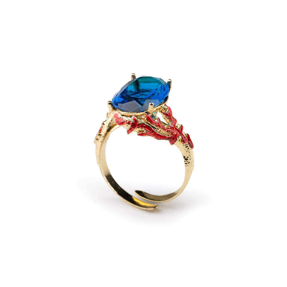 Anello donna Isola Bella Corallo Gemma in lega placcata oro e cristallo 60000243