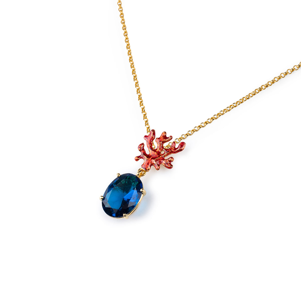 Collana donna Isola Bella Corallo Gemma in lega placcata oro e cristallo 60000244