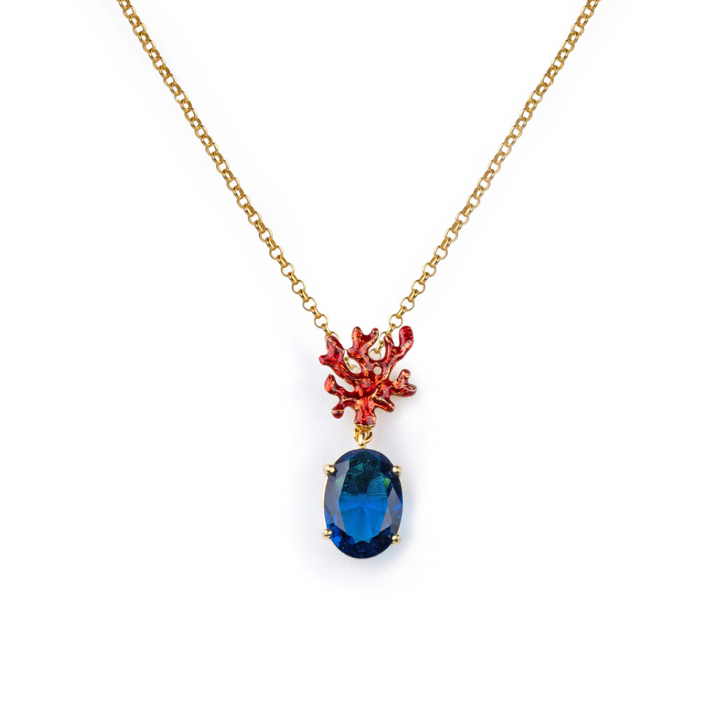 Collana donna Isola Bella Corallo Gemma in lega placcata oro e cristallo 60000244