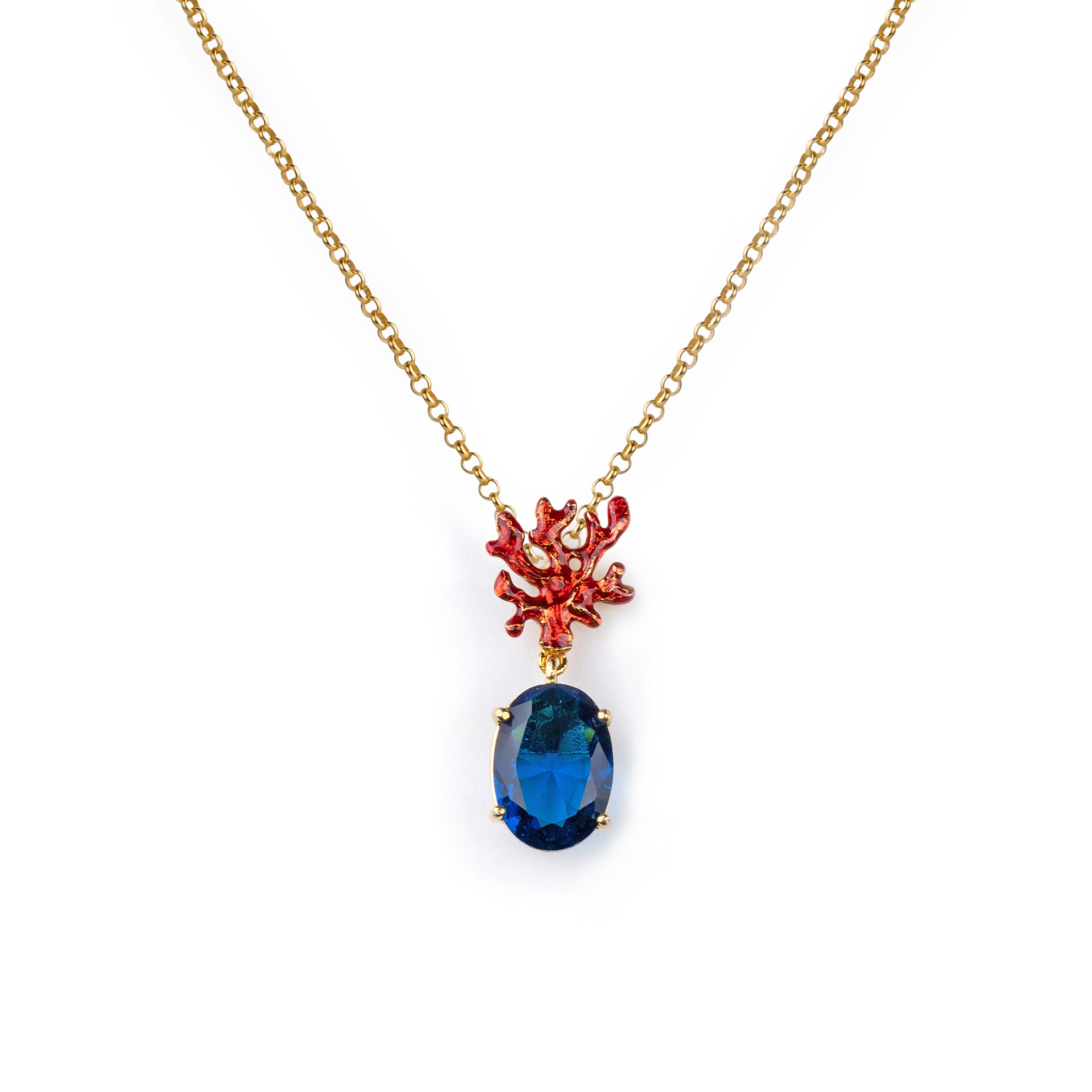 Collana donna Isola Bella Corallo Gemma in lega placcata oro e cristallo 60000244