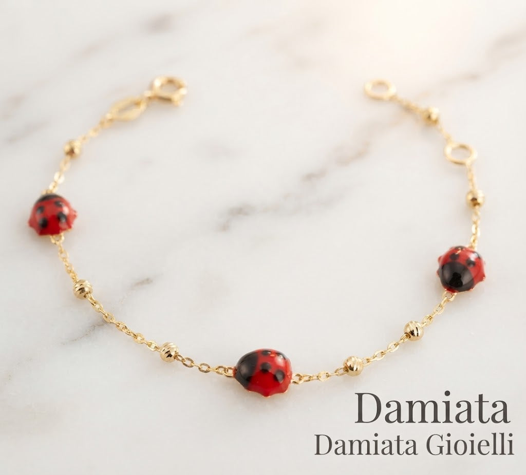 Bracciale coccinelle bambina in oro giallo smaltato ref. 615/6/102/1