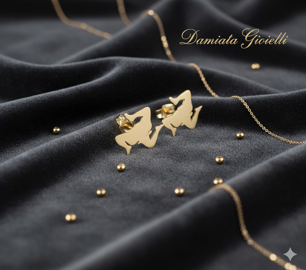 Orecchini trinacria donna Damiata Gioielli in oro giallo 617/6/102/6