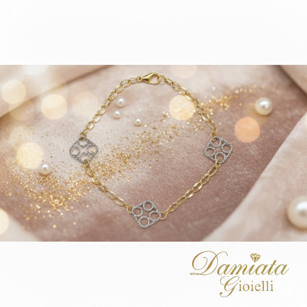 Bracciale a catena donna Damiata Gioielli in oro bianco e giallo 635/6/102/3