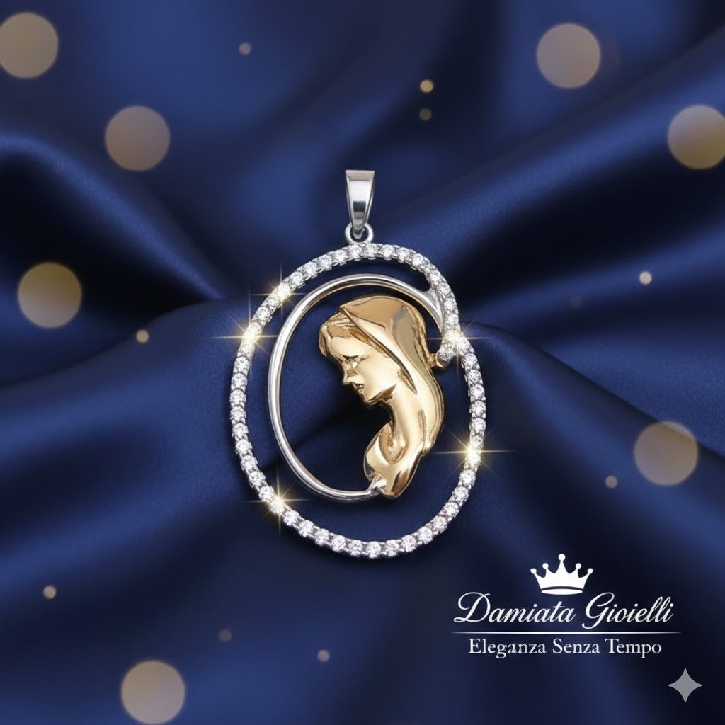 Ciondolo Madonna donna Damiata Gioielli in oro bianco e giallo 645/6/102