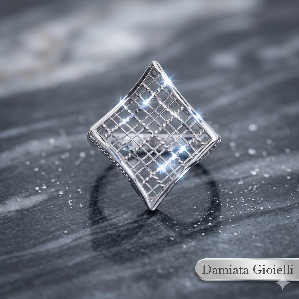 Anello a rombo donna Damiata Gioielli in oro bianco 651/7/102