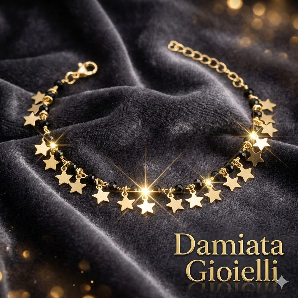 Bracciale con stelle donna Piccole Gioie in argento dorato e cristalli 6530GGOLD