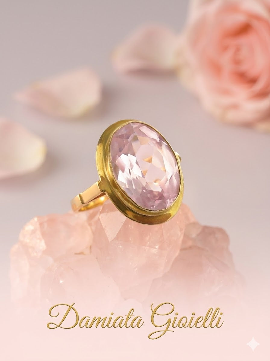Anello fantasia donna Damiata Gioielli in oro giallo con quarzo 654/102