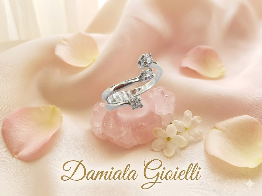 Anello trilogy donna Damiata Gioielli in oro bianco con zirconi 654/102/5