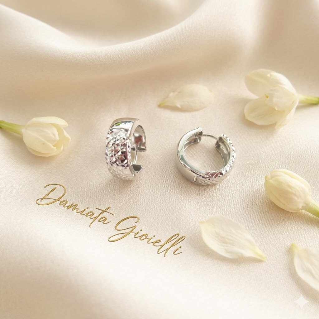Orecchini a cerchio donna Damiata Gioielli in oro bianco 654/6/102/1