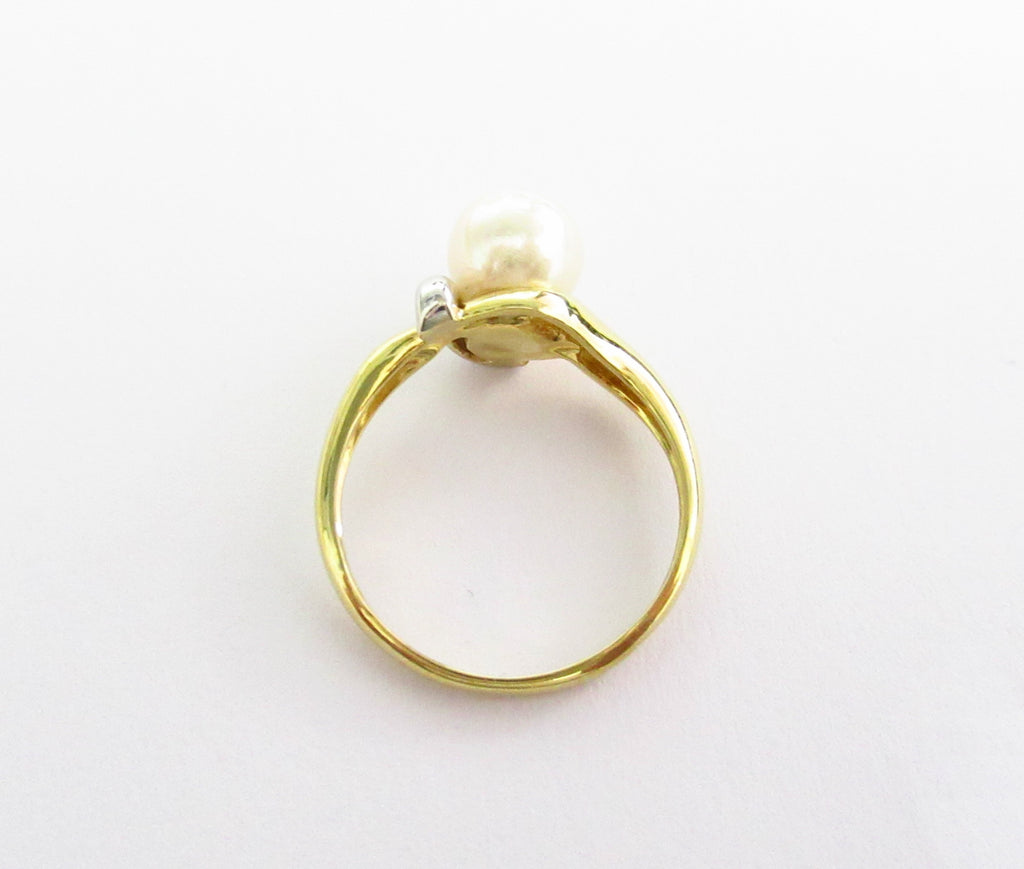 Anello fantasia donna Damiata Gioielli in oro bianco e giallo con perla 655/102