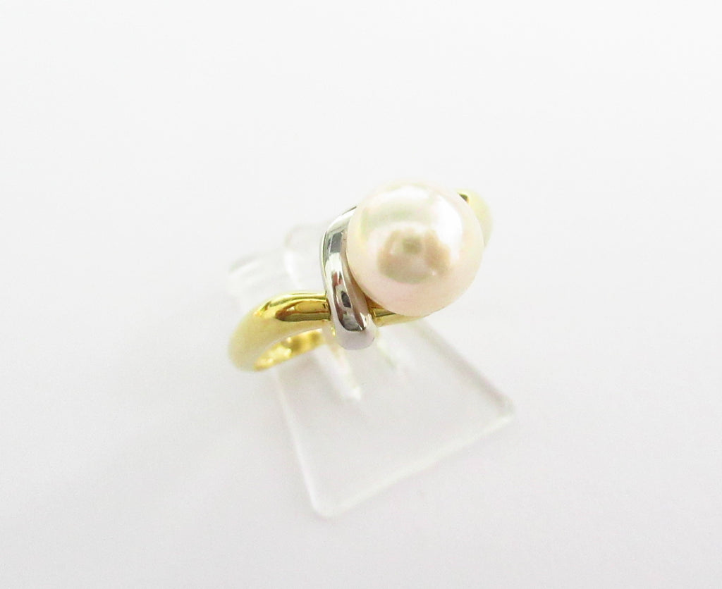 Anello fantasia donna Damiata Gioielli in oro bianco e giallo con perla 655/102