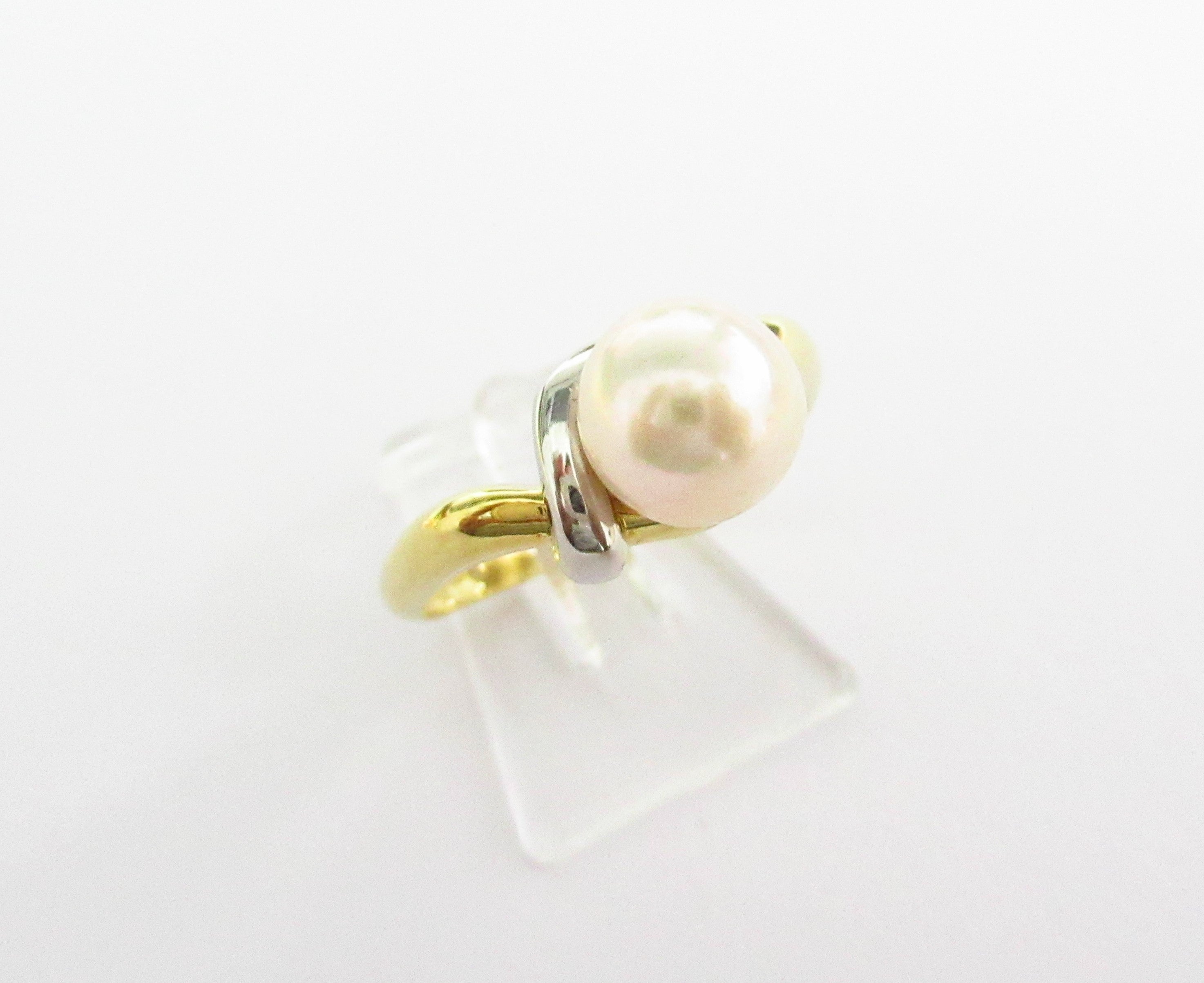 Anello fantasia donna Damiata Gioielli in oro bianco e giallo con perla 655/102